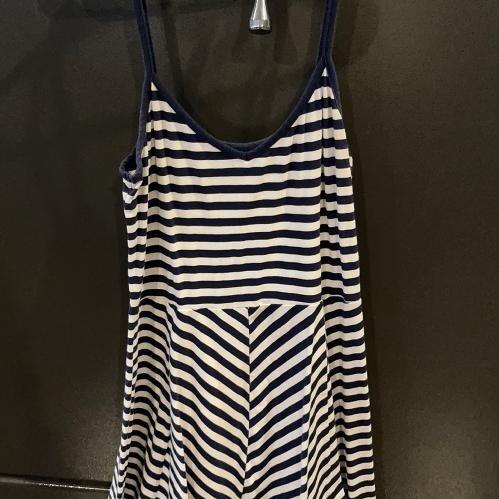 Navy Blue and white striped dress. Size Lg